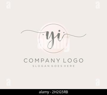YI feminine logo. Usable for Nature, Salon, Spa, Cosmetic and Beauty Logos. Flat Vector Logo Design Template Element. Stock Vector