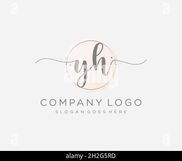 YH feminine logo. Usable for Nature, Salon, Spa, Cosmetic and Beauty Logos. Flat Vector Logo Design Template Element. Stock Vector