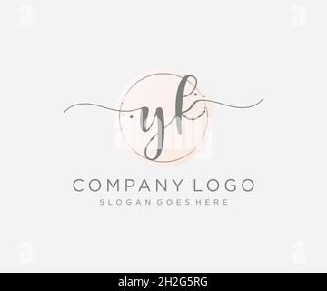 YK feminine logo. Usable for Nature, Salon, Spa, Cosmetic and Beauty Logos. Flat Vector Logo Design Template Element. Stock Vector