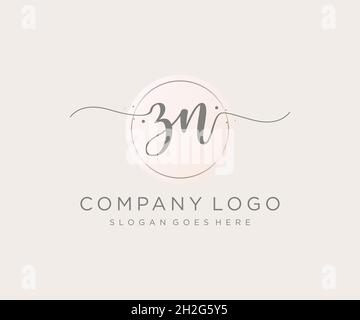 ZN feminine logo. Usable for Nature, Salon, Spa, Cosmetic and Beauty Logos. Flat Vector Logo Design Template Element. Stock Vector