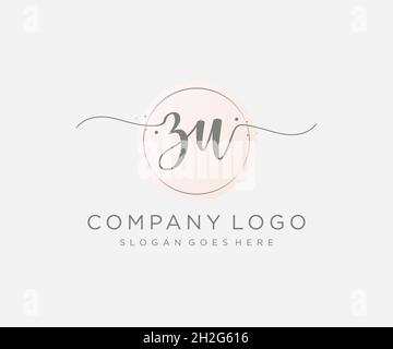 ZU feminine logo. Usable for Nature, Salon, Spa, Cosmetic and Beauty Logos. Flat Vector Logo Design Template Element. Stock Vector
