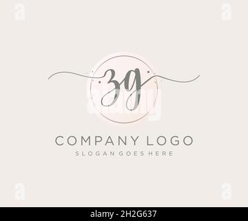 ZG feminine logo. Usable for Nature, Salon, Spa, Cosmetic and Beauty Logos. Flat Vector Logo Design Template Element. Stock Vector