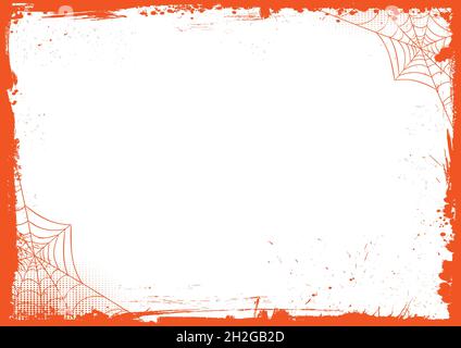 The vertical blank Halloween banner background with grunge border and ...