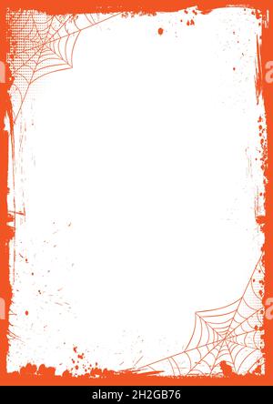 The vertical orange and white Halloween background with grunge border ...
