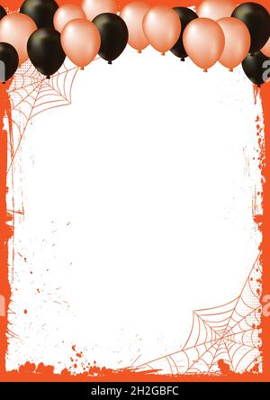 The vertical blank Halloween banner background with grunge border and ...