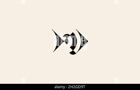 FISH LOGO DESIGN WITH NEGATIVE SPACE EFFECT FOR ILLUSTRATION USE Stock Vector
