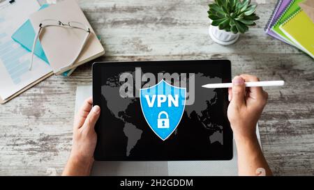 VPN - Virtual perivate network. Internet conncetion privacy concept. Stock Photo
