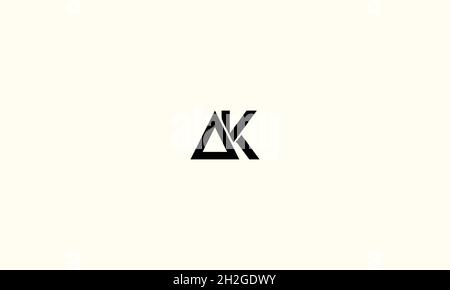 LETTERS AK LOGO DESIGN WITH NEGATIVE SPACE EFFECT FOR ILLUSTRATION USE Stock Vector