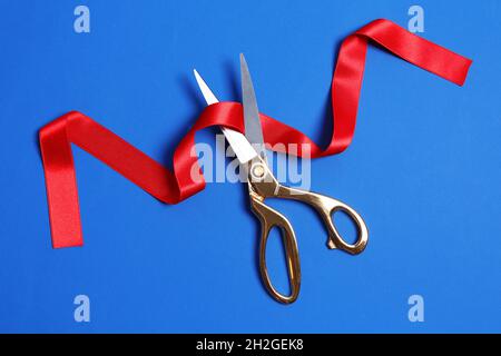 Ribbon Scissors Color Background Top View Ceremonial Red Tape Cutting Stock  Photo by ©NewAfrica 201804740