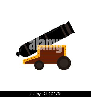 Cannon rifle. Ancient weapons. Vector illustration isolated Stock Vector