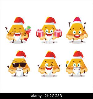 Santa Claus emoticons with slice of egg tart cartoon character. Vector illustration Stock Vector