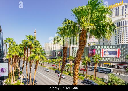 Las Vegas, Nevada, USA - October 1, 2021   Planet Hollywood Las Vegas Resort and Casino. Architecture, traffic, street view Stock Photo