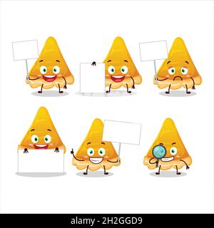 Slice of egg tart cartoon character bring information board. Vector illustration Stock Vector