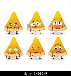 Slice of egg tart cartoon character with sad expression. Vector illustration Stock Vector