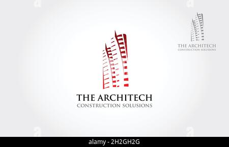 The Architect Construction Solutions Vector Logo Template. Architect Construction Idea, vector creative building construction. Stock Vector