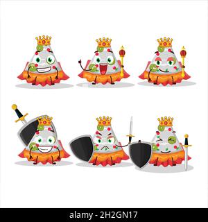 A Charismatic King slice of fruit tart cartoon character wearing a gold crown. Vector illustration Stock Vector