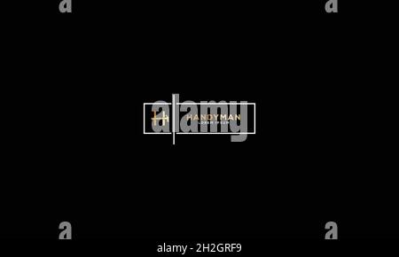 HANDYMAN LOGO DESIGN WITH NEGATIVE SPACE EFFECT FOR ILLUSTRATION USE Stock Vector