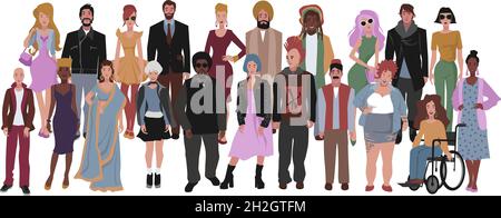 Multiracial Fashion. Casual Multicultural Characters Male and