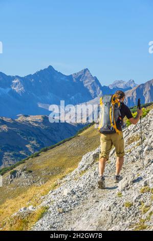 Hiking tour to Hochvogel Stock Photo