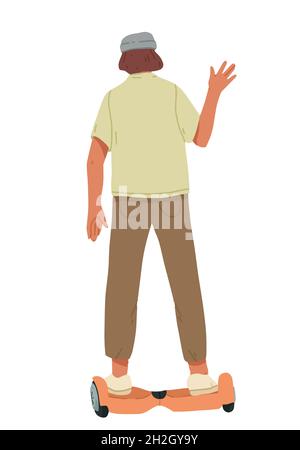 Man ride on self-balancing scooter Stock Vector