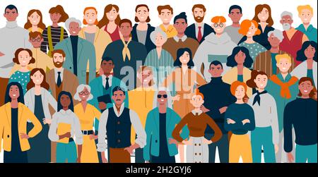 Portrait of business team standing together. Multiracial business people Stock Vector