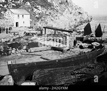 Pemberth Cove, Cornwall, Victorian period Stock Photo