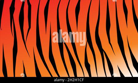 Vector Seamless Pattern with Tiger Skin Texture. Striped Animal Background. Stock Vector