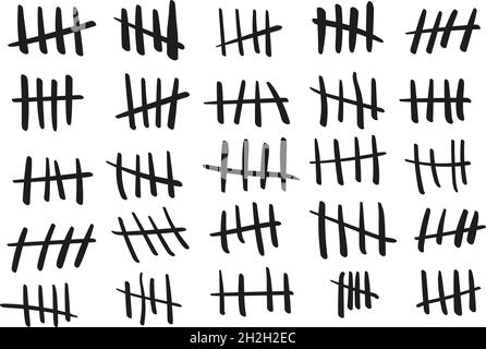 White tally marks on black board vector illustration. Stock Vector