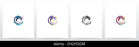 Twist And Swirl Letter Logo Design C Stock Vector