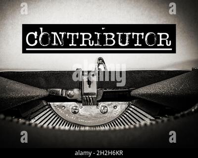 Contributor, Subscriber, Supporter, Supplier, Seller, Participant, Collaborator, Typewriter, Technology Stock Photo