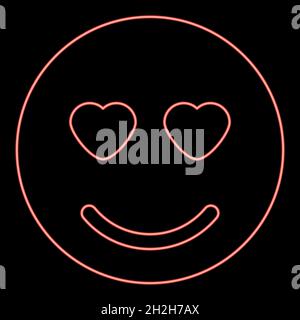 Neon smile red color vector illustration flat style light image Stock Vector