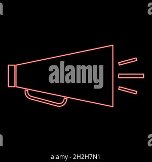 Neon retro loudspeaker red color vector illustration flat style light image Stock Vector