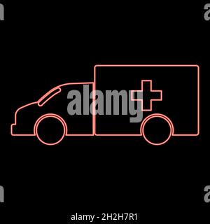 Neon emergency car red color vector illustration flat style light image Stock Vector