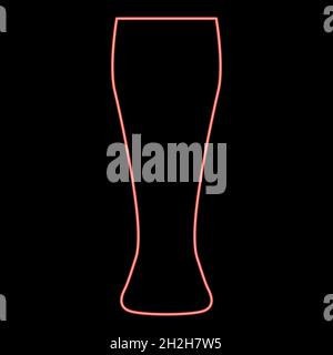Neon beer glass red color vector illustration flat style light image Stock Vector