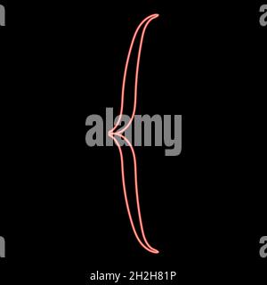 Neon bracket red color vector illustration flat style light image Stock Vector
