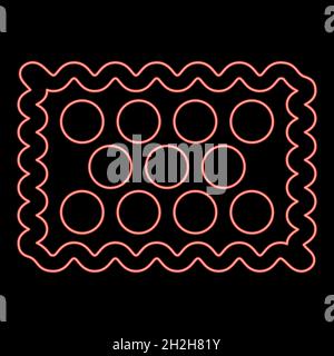 Neon cookie red color vector illustration flat style light image Stock Vector