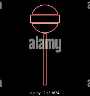 Neon lollipop red color vector illustration flat style light image Stock Vector