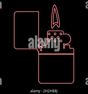 Neon cigarette lighter red color vector illustration flat style light image Stock Vector
