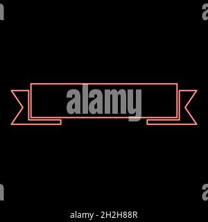 Neon ribbon red color vector illustration flat style light image Stock Vector