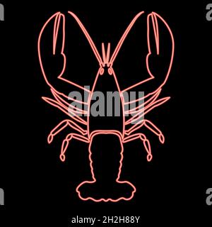 Neon craw fish red color vector illustration flat style light image Stock Vector