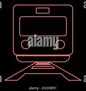 Neon train red color vector illustration flat style light image Stock Vector