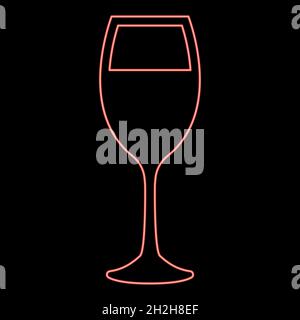 Neon glass of wine red color vector illustration flat style light image Stock Vector