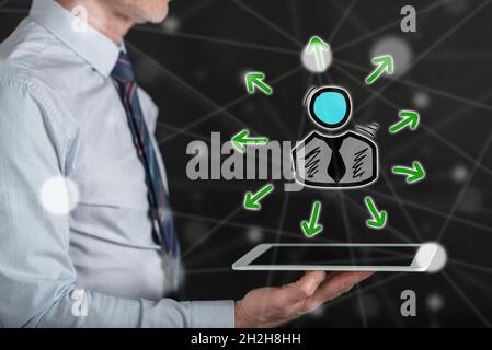 Choice concept above a tablet held by a man Stock Photo