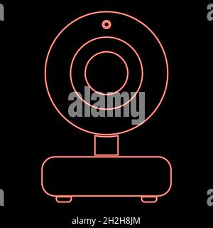 Neon web camera red color vector illustration flat style light image Stock Vector