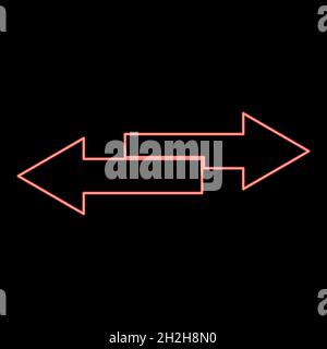 Neon two side arrows red color vector illustration flat style light image Stock Vector
