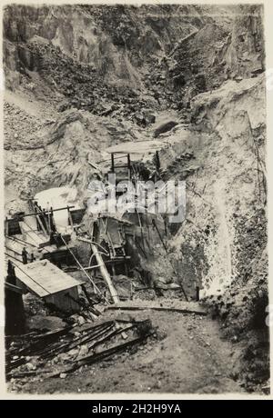 Bloomdale China Clay and Stone Works, St Stephen-in-Brannel, Cornwall, 1919-1936. General view showing the sand pits and launcher at Bloomdale China Clay and Stone Works. This photograph forms part of a set within the album documenting the china clay industry of Cornwall, particularly focusing on the area around St Austell. China clay - also called kaolin - was used to make porcelain. The china clay industry was one of the main extractive industries in Cornwall. The images are accompanied by handwritten notes and descriptions of the processes involved in the production of china clay. Together Stock Photo