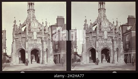 Market Cross, Chichester, West Sussex, 1913. Stereoscopic view of Chichester Market Cross. Stock Photo