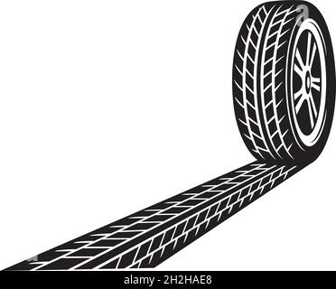 Tire and Track vector illustration Stock Vector