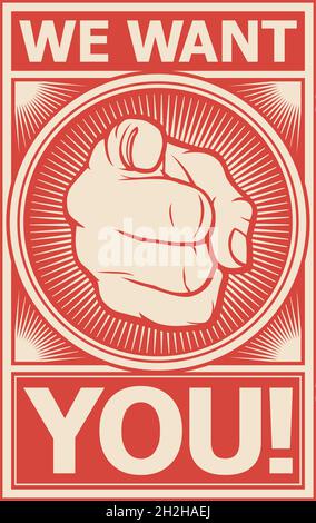 We want you poster vector illustration Stock Vector