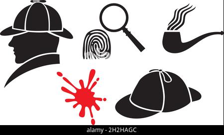Sherlock Holmes icons vector illustration Stock Vector